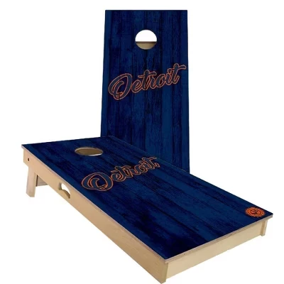 Набор досок для бейсбола Detroit Vintage Baseball Cornhole Board | Включает в себя (2) доски, (8) сумки и дополнительные аксессуары, а также чехол и подсветку