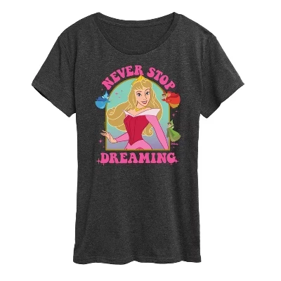 Женская футболка Aurora Never Stop Dreaming с коротким рукавом и графическим рисунком heather charcoal