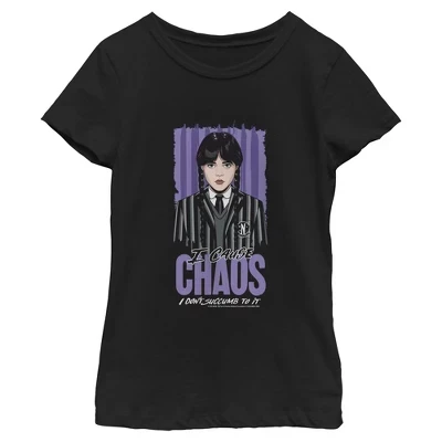 Футболка для девочек Wednesday I Cause Chaos черная