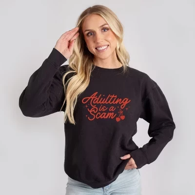 Adulting Is A Scam Cherries - Женская легкая одежда, окрашенная в черный цвет.