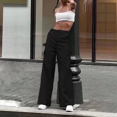 Женские карго-брюки Yesfashion с высокой талией, черные