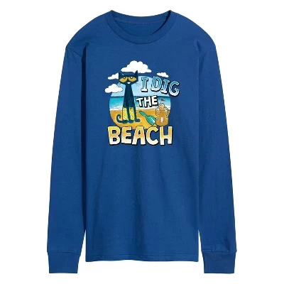 Мужская футболка с длинным рукавом I Dig The Beach с графическим рисунком