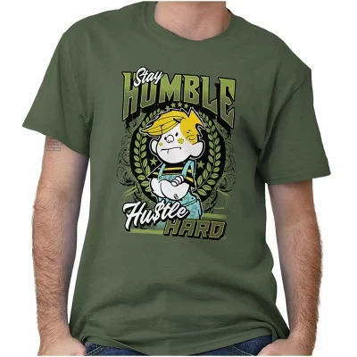 Ретро-комикс Stay Humble Hustle Hard Мужская футболка с графическим рисунком, лицензированные футболки
