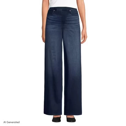 Женские джинсы Lands End Starfish Denim широкие с высокой талией, темно-индиго