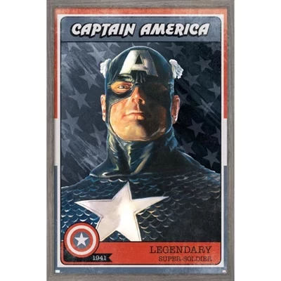 Комиксы Marvel - Настенный плакат с изображением Капитана Америки в рамке печатает Барнвуд