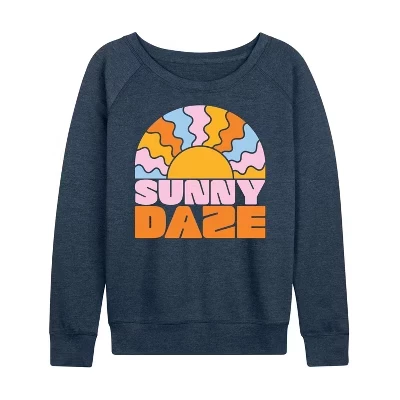 Женская легкая махровая рубашка Sunny Daze с широким вырезом и длинным рукавом с графическим рисунком heather indigo