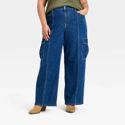 Женские мешковатые брюки-карго с застежкой на молнию - ™ Blue Denim