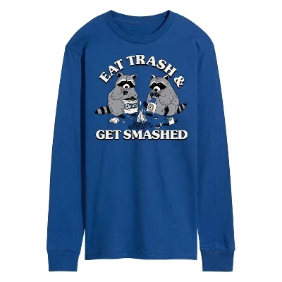 Мужская футболка с длинным рукавом Eat Trash Get Smashed с графическим рисунком синего цвета