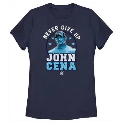 Женская футболка с логотипом John Cena Never Give Up синего цвета