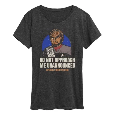 Женская футболка Worf Do Not Approach Me с коротким рукавом и графическим рисунком heather charcoal