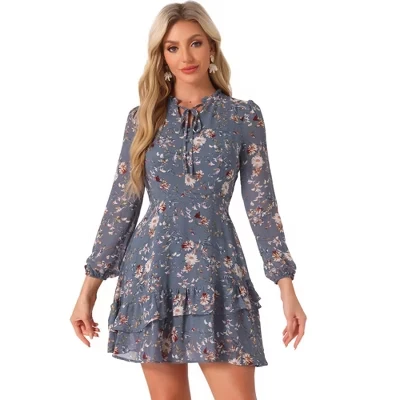 Женское мини-платье INSPIRE CHIC, цветочное, серое