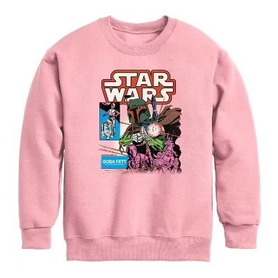Boba Fett Comic Cover Graphic Long Sleeve Fleece Sweatshirt mauve