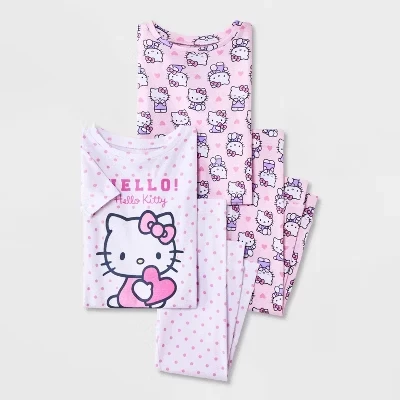 Детская пижама Hello Kitty 4 предмета из хлопка, розовая