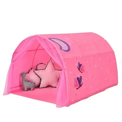 Детская кровать-палатка Игровая палатка Портативный игровой домик Twin Sleeping с сумкой для переноски Розовый / фиолетовый / сине-розовый