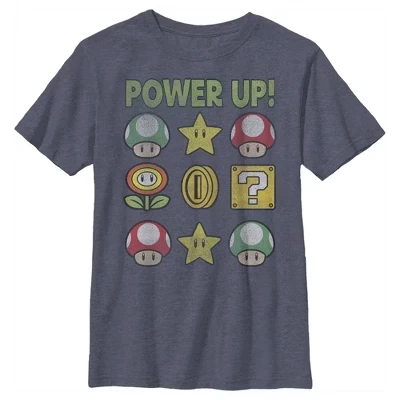 Футболка Super Mario Power Up Bingo для мальчика, темно-синяя heather