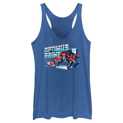 Женская : Майка EarthSpark Transforming Optimus Prime Racerback синего цвета