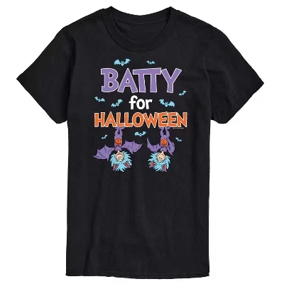 Мужская футболка Batty For Halloween Thing 1 и Thing 2 с коротким рукавом и графическим рисунком, черная
