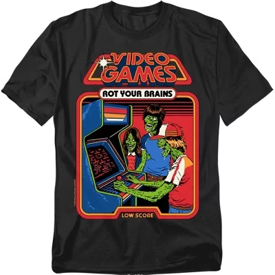 Мужская футболка Steven Rhodes Video Games Rot Your Brains, черная
