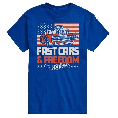 Мужская футболка с коротким рукавом и графическим изображением Rodger Dodger Fast Cars & Freedom Flag