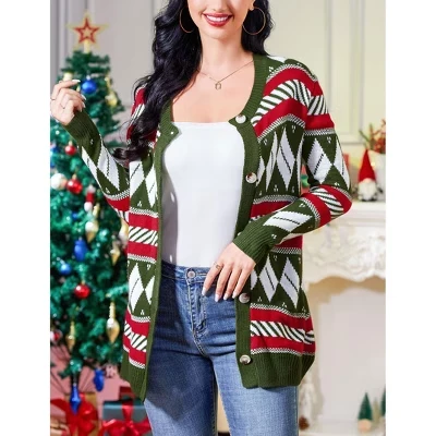 Женский кардиган BLUEMING рождественский, зеленый