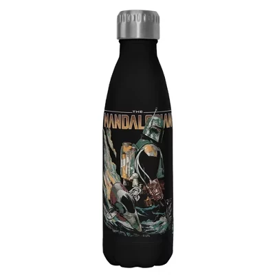 Бутылка для воды из нержавеющей стали с ретро-логотипом Mandalorian, черная