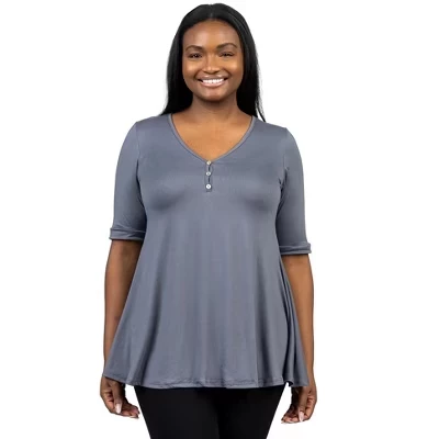 Топ-туника Henley с рукавом до локтя - ™ серый