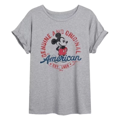 Женская оверсайз футболка Disney Mickey American Original, серая