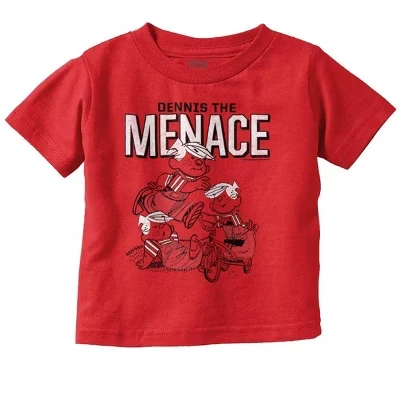 Ретро-комикс Dennis The Menace Футболка с рисунком для малышей лицензионного красного цвета
