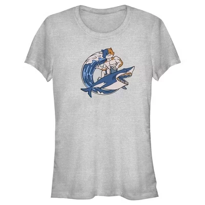 Женская футболка Junior's Surfer Meowscles с надписью athletic heather