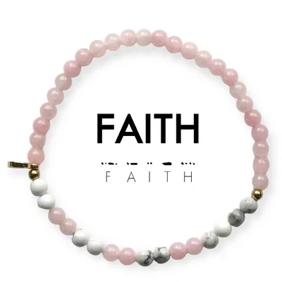 Браслет Ethic Goods Faith, код Морзе, розовый кварц, хаулит