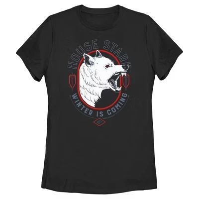 Женская футболка House Stark White Wolf черного цвета