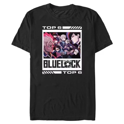 Мужская футболка Blue Lock Top 6 Players черного цвета