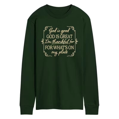 Мужской лонгслив Instant Message Thankful Plate, зеленый