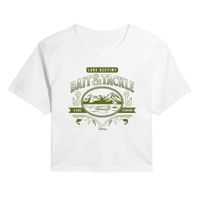 Женская укороченная футболка с графическим рисунком Lake Destiny Bait Tackle белого цвета