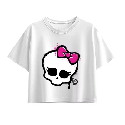 Футболка для девочек Monster High Skull Graffiti Logo, белая