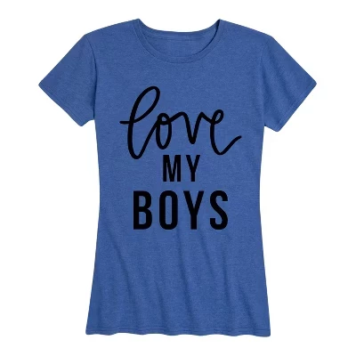 Женская футболка Instant Message Love My Boys с принтом, синяя