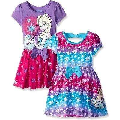 Disney Little Girls 2 упаковки платьев Elsa Tie Dye для малышей и больших детей фиолетового цвета