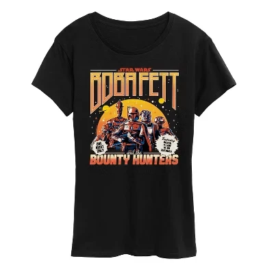 Женская футболка с коротким рукавом и рисунком группы Boba Fett and the Bounty Hunters, черная