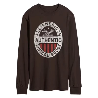 Мужская футболка All American Vintage Goods с длинным рукавом и графическим рисунком коричневого цвета