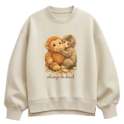 Женская трикотажная толстовка Painterly Punch the Monkey Oversize из флиса кремового цвета