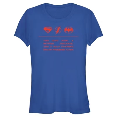 Женская футболка Juniors Womens The Flash Two Idiot Kids с цитатами синего цвета