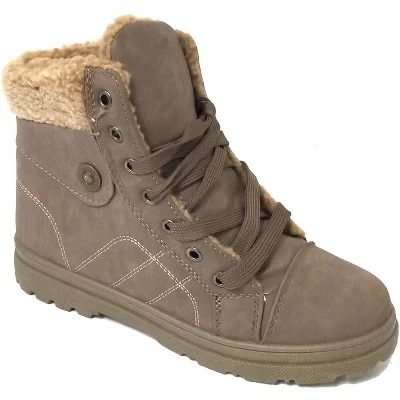 Женские кроссовки-ботильоны Winter Camel с высоким берцем и шнуровкой на меху camel