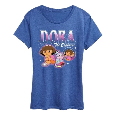 Женская футболка с принтом Dora the Explorer, меланжево-васильковая