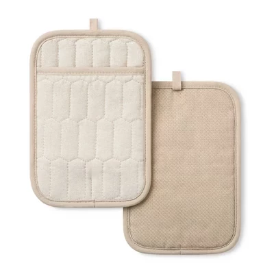Подстаканник MARTHA STEWART Honeycomb из стеганого Шамбре, набор из 2 упаковок, натуральный