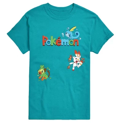 Мужская футболка с коротким рукавом и рисунком Pokémon - Sas Starters