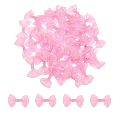 Аксессуары для подарочной упаковки Fabric Party DIY из атласной мини-ленты с бантиками 50 шт. ярко-розового цвета