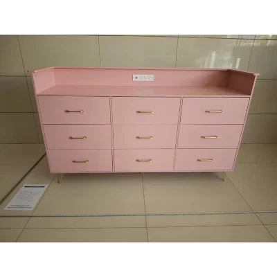 Комод SunnyFurn, 9 ящиков, подсветка и зарядка, розовый