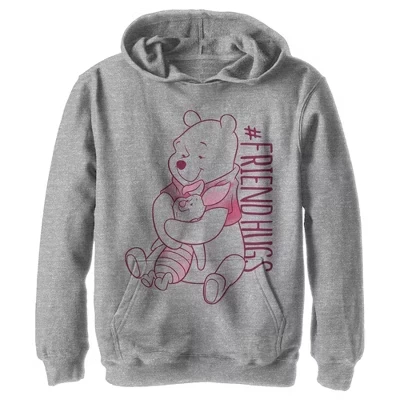 Мальчиковое худи winnie the pooh friend hugs, серый меланж