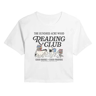 Женская укороченная футболка с рисунком Reading Club белого цвета