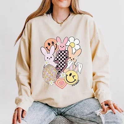 Легкая окрашенная толстовка с надписью S.W.Smiley Retro Easter Collage